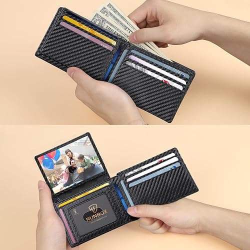 RUNBOX Wallet for Men Slim Rfid Leather 2 ID Window With Gift Box thumbnail 4