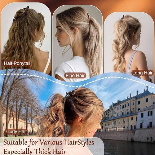 Hapdoo 6.69" Large Flat Banana Clip for Thick Heavy Curly Hair, Ergonomic Matte Volumizing Clean Hairstyles Women Faux Locs, Lay Down Strong Grip Voluminous Ponytail Bun French Twist Accessories thumbnail 5