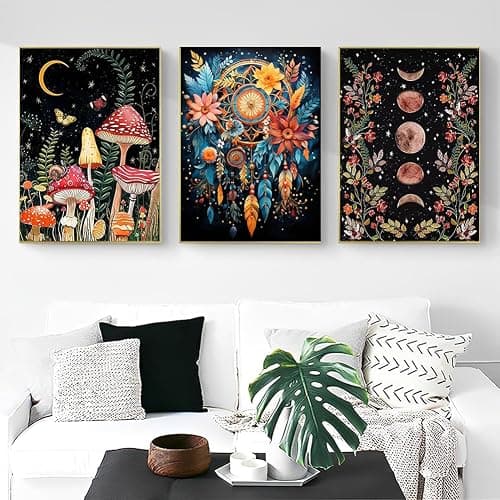 OFRKE Diamond Painting Kits for Adults,3 Pack Mushroom Moon Diamond Art for Beginners, Diamond Round 5D Full Drill Paint with Diamonds Pictures Gem Art Painting Kits DIY Crafts Kits 12x16inch thumbnail 4