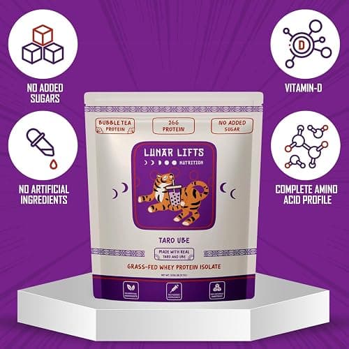 Lunar Lifts Nutrition Taro Ube Boba Tea Protein Powder | 26g Taro Milk Tea Powder | Whey Protein Isolate Powder | Bubble Tea High Protein Powder | No Added Sugars or Artificial Ingredients thumbnail 5