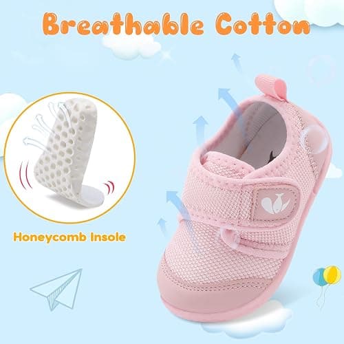 FEETCITY Baby First Walking Shoes Boys Girls Infant Sneakers Crib Shoes Breathable Lightweight Slip On Shoes thumbnail 4