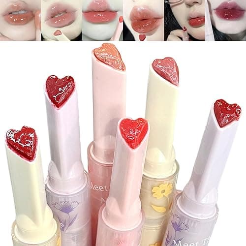 BEAHING Lip Gloss 6Pcs/Set Heart-shaped Jelly Lipstick, Moisturizing Nourishing Long Lasting Non-stick Glossy Lip Balm Makeup thumbnail 8