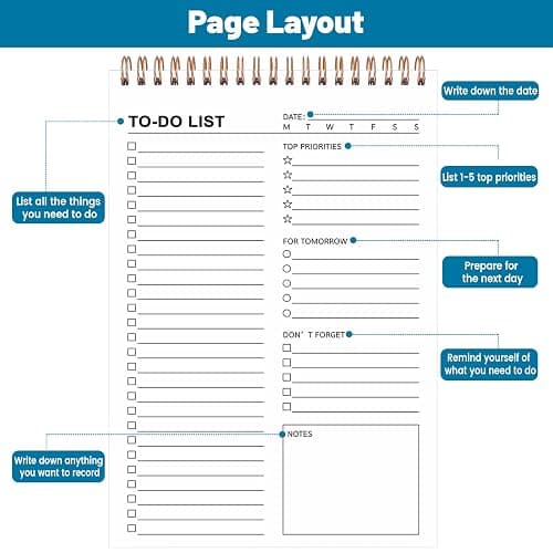 Thboxes To Do List Pad, Daily Planner Notebook Tear off 52 Sheets Double-Sided Printing, 9.8" X 6.7" Organiser Notebook for Work School Personal Organized, 100GSM Thick Paper thumbnail 4