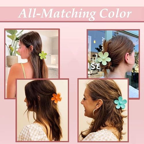 Flower Hair Clips for Women - 9 PCS Matte Claw Clips With Strong Hold for Thick and Thin Hair - Non Slip, 9 Styles thumbnail 5
