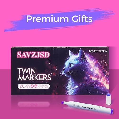 SAVZJSD 200 Colors Alcohol Markers, Alcohol Markers Set for Adults, Artists in Coloring, Sketching & Drawing (Fine & Broad) thumbnail 5