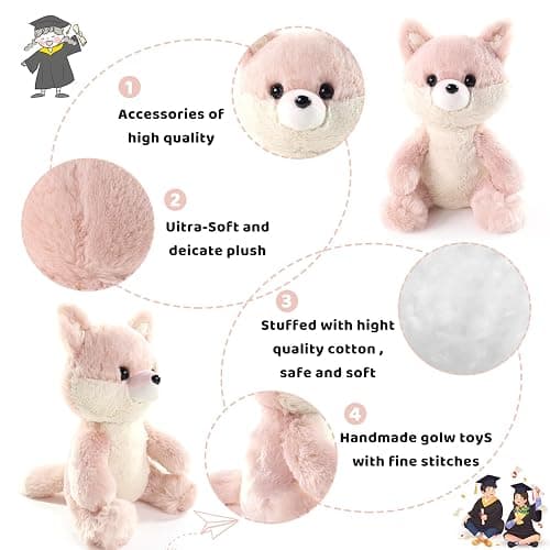 Furvana Fox Stuffed Animal, Adorable Toy Fox Plush for Kids Boys Girls Birthday Nursery Bedtime Gift, 10“ Pink thumbnail 5