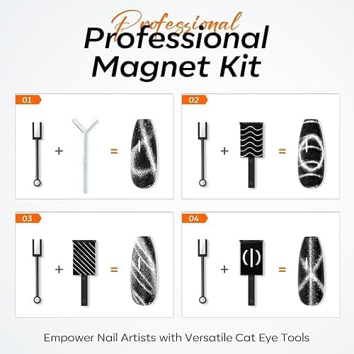 modelones Cat Eye Magnetic for Nails,15PCS Cateye Rose Gel Nail Polish Magnet Tools Powerful Set Wand Magnet Valentine's Love-heart Nail Polish Square Round Magnet Stick Diverse Glassy Cateye Effect thumbnail 6
