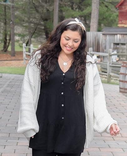 QUALFORT Cardigan Sweaters for Women 100% Cotton Button-Down Oversized Knit Outerwear Fall Tops for Women 2025 thumbnail 3