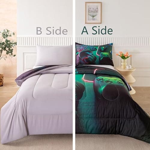 GRAT TIOC Gamer Comforter Sets for Teen Boys,Gaming Bedding Sets Twin,Video Game Bedspread,Game Gamepad Bedrooom Bed Set,Controller Gamer Home Decor 3 Piece thumbnail 4