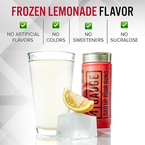 4 Gauge Natural Preworkout Without The Jitters | 30 Servings | Nitric Oxide Booster | L-Citrullline, L-Carnitine, Creatine | No Artificial Ingredients | Frozen Lemonade thumbnail 10