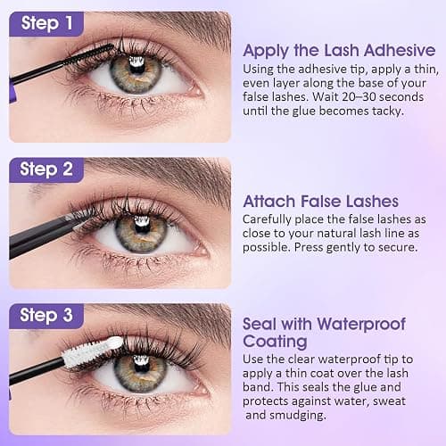 Eyelash Glue and Lash Bond & Seal, 72H Waterproof Cluster Lash Glue for Eyelash Extensions, Long-Lasting & Non-Irritating, 2-in-1 Bond and Seal for Lash Clusters thumbnail 3