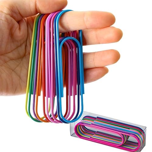 Jumbo Paper Clips, 4 Inches 10 Pcs Large Paper Clip Holder - Vinyl Coated Multicolored Extra Large mega Paperclips for Office School Document organizing - Image 1