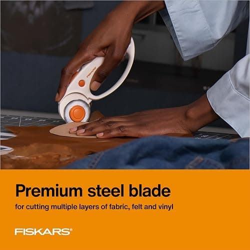 Fiskars 45mm Loop Rotary Cutter for Fabric, Arts, Crafts, Sewing | Premium Steel Blade for Precise Cuts, Ergonomic Loop Handle Improves Control, Quick-Change Blade Design, Quilting Supplies thumbnail 4