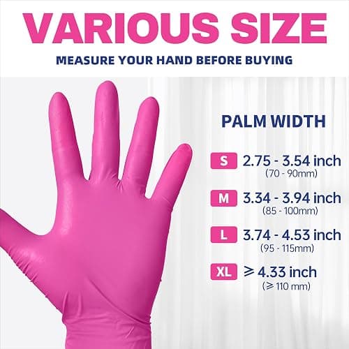 Beastek Nitrile Disposable Exam Gloves, 4Mil 100Ct Powder-Free Latex-Free Food-Safe for Cooking Medical Esthetician, Hot Pink thumbnail 7