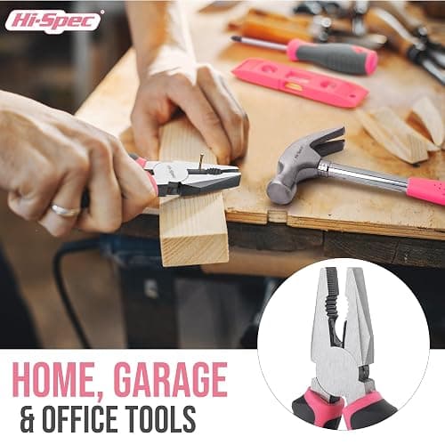 Hi-Spec 42pc Small Tool Box Set for Women. Home, Office and College Dorm Household DIY Screwdriver Toolkit of Starter Basic Ladies Pink Tools - Pink thumbnail 5
