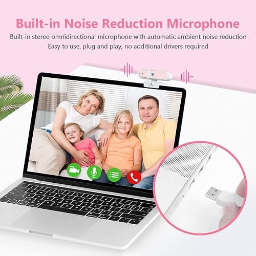 NexiGo N660P 1080P 60FPS Webcam with Software Control, Dual Microphone & Cover, Autofocus, HD USB Computer Web Camera, for OBS/Zoom/Skype/FaceTime/Teams/Twitch, Pink thumbnail 3