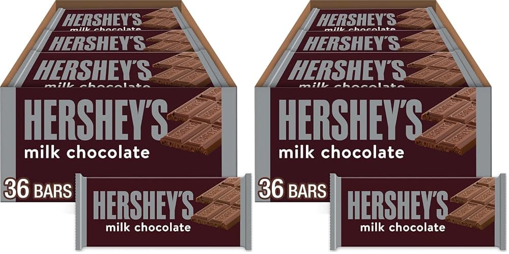 HERSHEY'S Milk Chocolate Candy Bars 1.55 oz, 36 Count (Pack of 2) - Image 1
