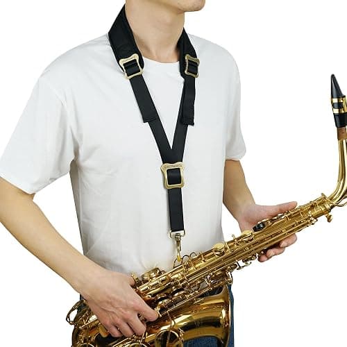 adorence Saxophone Neck Strap with Cushioned Padding & Swivel Metal Hook - Comfortable Sax Strap for Tenor, Alto- Black, Metal Adjuster thumbnail 5
