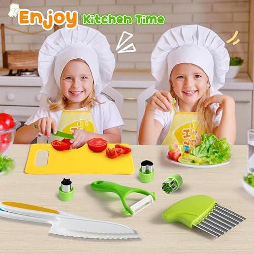 Mactoou Kids Kitchen Knives, 27 Pieces Kids Knife for Real Cooking, Toddler Safe Knives Set with Plastic Knife, Crinkle Cutter for 2 3 4 5 6 7 8 9 10+ Year Old Boys Girls thumbnail 2
