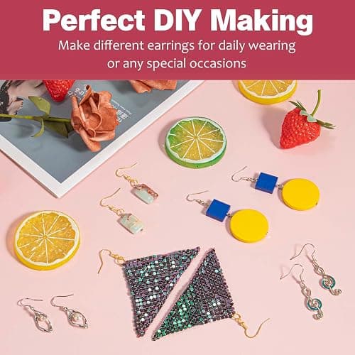 Hypoallergenic Earring Hooks, 600 Pcs Earring Making Supplies Kit with Earring Hooks, Jump Rings and Earring Backs for Jewelry Making (Silver and Gold) thumbnail 6