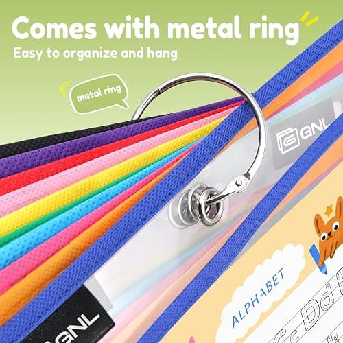 GNL Dry Erase Pocket Sleeves 30 Packs, Reusable Clear Plastic Ticket Holders with Rings, Durable & Easy-to-Erase Sheet Protectors, Assorted Colors 10x14 Inch for Classroom & School Teacher Supplies thumbnail 5