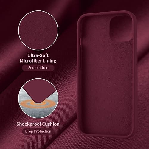 Cordking Designed for iPhone 13 Case, Designed for iPhone 14 Case, Silicone Ultra Slim Shockproof Protective Phone Case with [Soft Anti-Scratch Microfiber Lining], 6.1 inch, Plum thumbnail 6