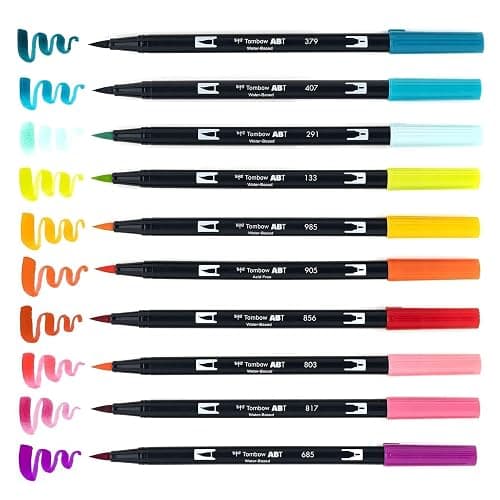 Tombow 56189 Dual Brush Pen Art Markers, Tropical, 10-Pack. Blendable, Brush and Fine Tip Markers thumbnail 5