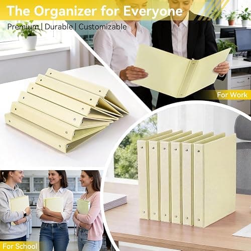 SUIN 1 Inch 3 Ring Binder, Clear 1'' View Presentation Binders with 2 Pockets, Fits 8.5 x 11 Letter Size, Durable Polypropylene, Non-Stick & PVC-Free for School, Office & Home (Brushed Yellow) thumbnail 7