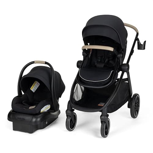Maxi-Cosi Zelia Pro 5-in-1 Travel System with Mico Pro Infant Car Seat, Baby Stroller Combo, Reversible Seat, Large Wheels, Adjustable Handle, Newborn to Toddler, Lightweight, Caspian Caviar - Image 1