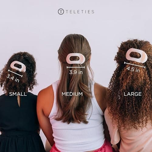 TELETIES - Large Flat Round Clip - Strong Grip, Bendable Teeth, Comfortable Curved Design - For Lying Down, Yoga, Driving & More - Ideal for Thick Hair - For All Hair Textures - Blonde Tortoise thumbnail 5