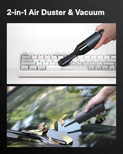 HOTO Handheld Vacuum Cleaner Cordless, Desk Vacuum Cleaner Compressed Electric Air Duster 15000Pa Suction, 4-in-1 Portable Vortex Vacuum Dust Buster Air Blower for Computer, Keyboard, Coffee Grounds thumbnail 7