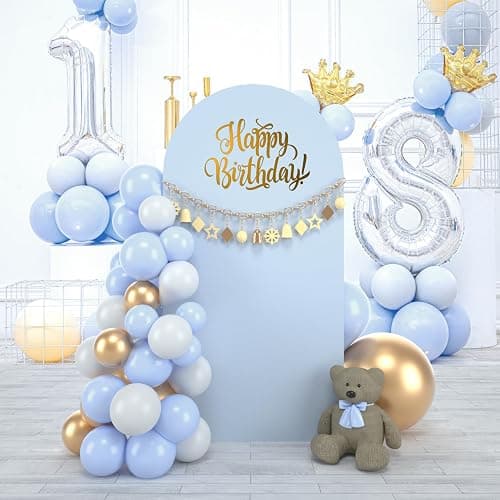 bricia Wedding Arch Backdrop Stand Cover, 6FT Double Sided Stretchy Arch Cover Fitted Wedding Birthday Party Banquet Decoration (Bluemist 72''Lx31.2''W) thumbnail 6