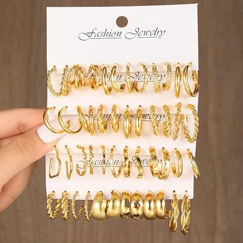 HaHaGirl Gold plate and Silver Plated Jewelry Sets for Women Costume Jewelry Chain Necklace Bracelet Earrings and Rings Sets for Women thumbnail 5