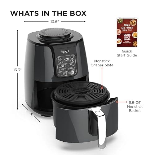 NINJA AF101C, Air Fryer, 3.8L Less Oil Electric Air Frying, Equipped with Crisper Plate + Multi-Layer Rack + Non Stick Basket, Programmable Control Panel, Black, 1550W, (Canadian Version) thumbnail 3