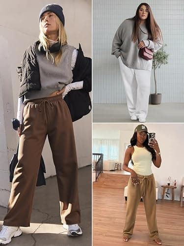 ATHMILE Womens Sweatpants 2025 Fall Baggy Wide Leg Sweatpant Fleece Lined Straight Leg Sweat Pants thumbnail 5