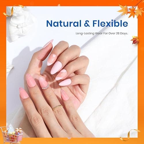 Beetles Gel Nail Extension Kit Almond Shape, Easy 9 in 1 Glue Uv Led Set Etch X Nail Tips Short Almond Half Matte Tips, Gift for Women & Girls, 504 pcs thumbnail 2