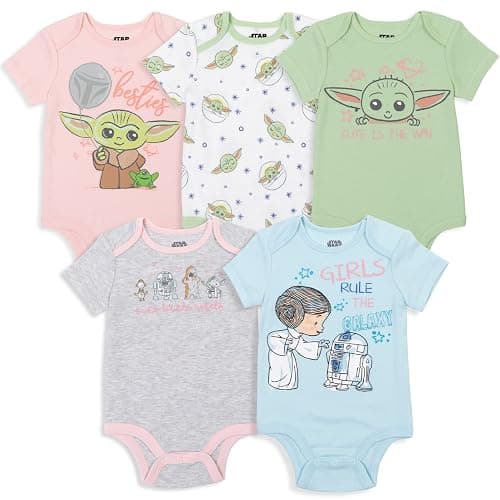 STAR WARS The Mandalorian The Child 5 Pack Short Sleeve Baby Bodysuits Newborn to Infant - Image 1