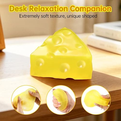 JfFlairup Coconut Oil Squishy, Cheese Squishy, Shapeable Stress Relief Toys | No Rebound, Fidget Squeeze Anxiety Relief, Cute Desk Decor, Party Favors, Birthday & Holiday Gifts, Adult Office Toys thumbnail 3