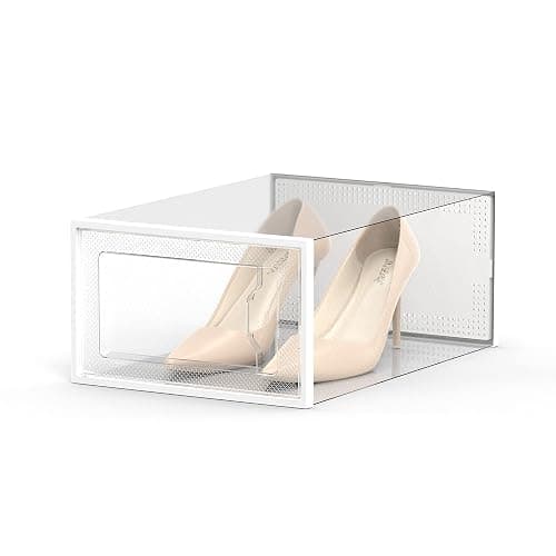 SEE SPRING 12 Pack Shoe Storage Box, Clear Plastic Stackable Shoe Organizer for Closet, Space Saving Foldable Shoe Rack Sneaker Container Bin Holder thumbnail 6