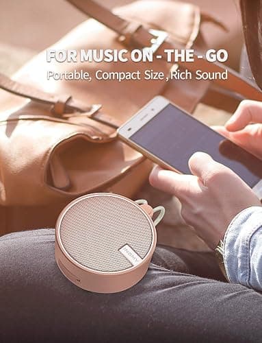 INSMY C12 IPX7 Waterproof Shower Bluetooth Speaker, Portable Small Speaker, Speakers Bluetooth Wireless Loud Clear Sound Support TF Card Suction Cup for Outdoor Kayak Canoe Beach Gift (Cashmere Pink) thumbnail 3