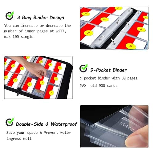 LIMSTDIC Card Binder with Sleeves - 9-Pockets Card Binder Holder Compatible with TCG Trading Cards, Card Storage Album with Zipper for Boys Girls Organized Holds Up to 900 Cards thumbnail 6