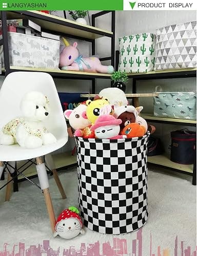 LANGYASHAN Laundry Basket Canvas Fabric Collapsible Organizer Basket for Storage Bin Toy Bins Gift Baskets Bedroom Clothes Children Nursery Hamper (Racing flag) thumbnail 8