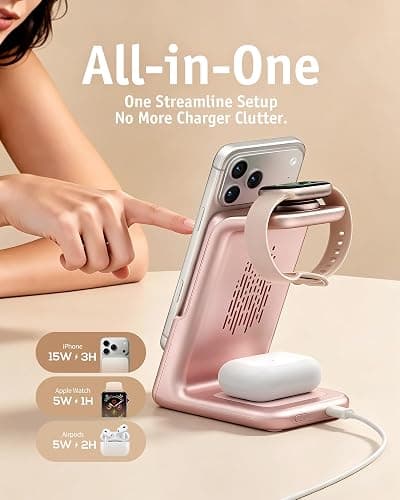 RORRY AuraDock Charging Station for Apple,10000mAh Detachable Power Bank | 3 in 1 for Magsafe Charger, 30W PD Wireless Magnetic Charging Station for iPhone, Apple Watch, AirPods thumbnail 2