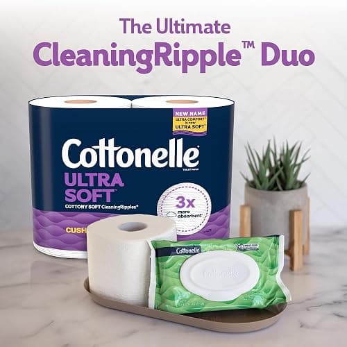 Cottonelle Ultra Soft Toilet Paper with Cushiony CleaningRipples Texture, Strong Bath Tissue, 24 Family Mega Rolls = 108 Regular Rolls (4 Packs of 6) thumbnail 7