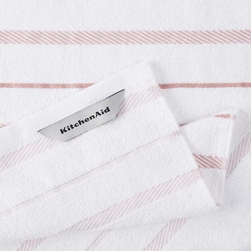 KitchenAid Albany Kitchen Towel 4-Pack Set, Dried Rose/White, 16"x26" thumbnail 5