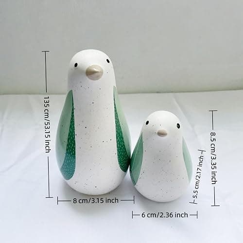 CCUUHJ Ceramic Bird Figurines Set of 2, Sage Green Modern Style Decorative Statues Ornaments for Living Room, Bedroom, Office Desktop,Cabinets (Green) thumbnail 3
