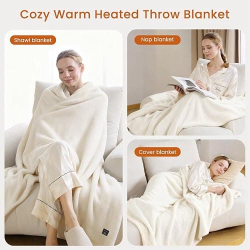 Heated Throw Blanket Electric Blanket with Built-in Button Controller 50"x60" One-Touch Ultra Cozy Soft Warm Heating Electric Blanket with 4 Heat Levels & 4 Hours Auto-Off Overheat Protection thumbnail 4