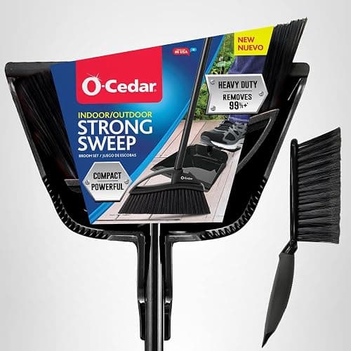 O-Cedar Strong Sweep Broom and Dustpan Set with Detail Brush | Indoor Outdoor Heavy Duty Stiff Bristle Broom | Step-On Dust Pan thumbnail 14