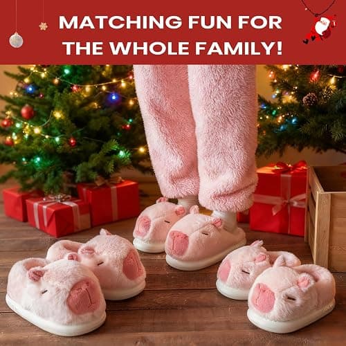 XUNBAI Cute Capybara Slippers for Kids,Toddler House Slippers,Kids Funny Soft Fuzzy Winter Animal Shoes for Girls Boys,Capybara Gifts thumbnail 5