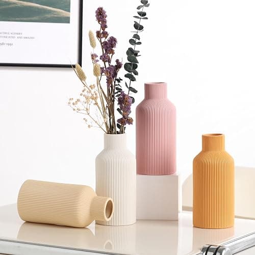 White Ceramic Flower Vase,Minimalist Modern Home Decoration,Small Pampas Grass Vases for Decor,Table,Shelf Bookshelf Decorative,Mantel,Entryway Decor and Centerpieces(8 in) thumbnail 6